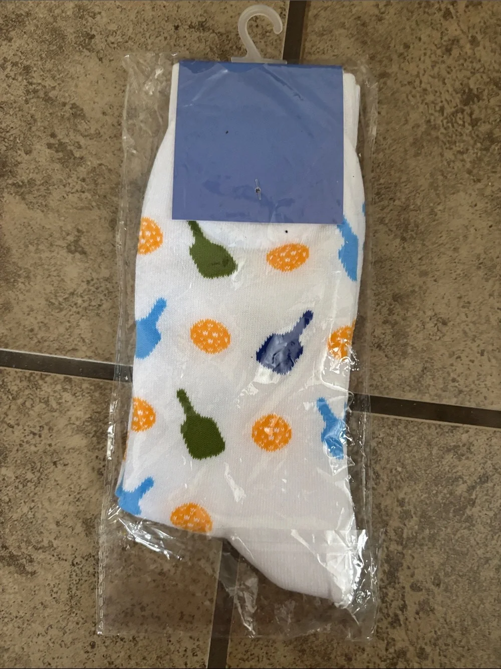 Pickleball Print White Socks